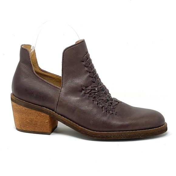 Latigo Anthropologie Kick Booties 6 Brown Leather Woven Western Ankle Boots - Picture 5 of 10